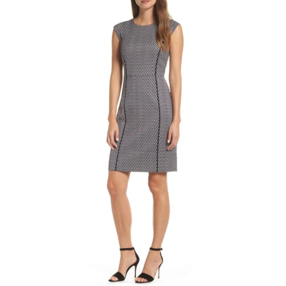 J. Crew Cap Sleeve Matelasse Mini Sheath Dress Cotton Career Office Party 6
